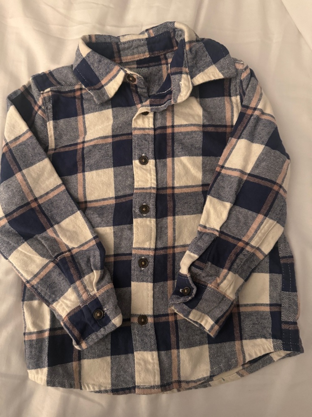 OshKosh B'gosh Navy, Cream & Light Pink Plaid Button-Down